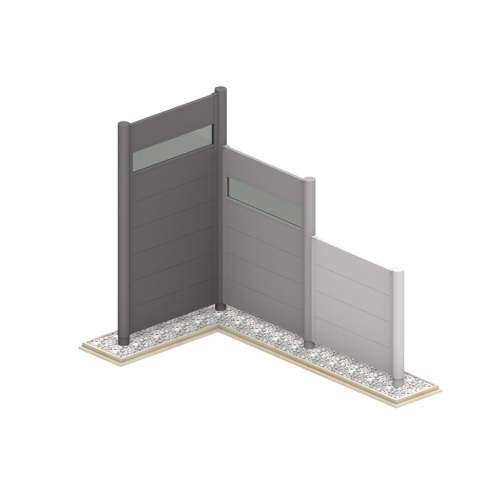Sichtschutz dunkelgrau quarzgrau silber Mustervariante Kies Rendering