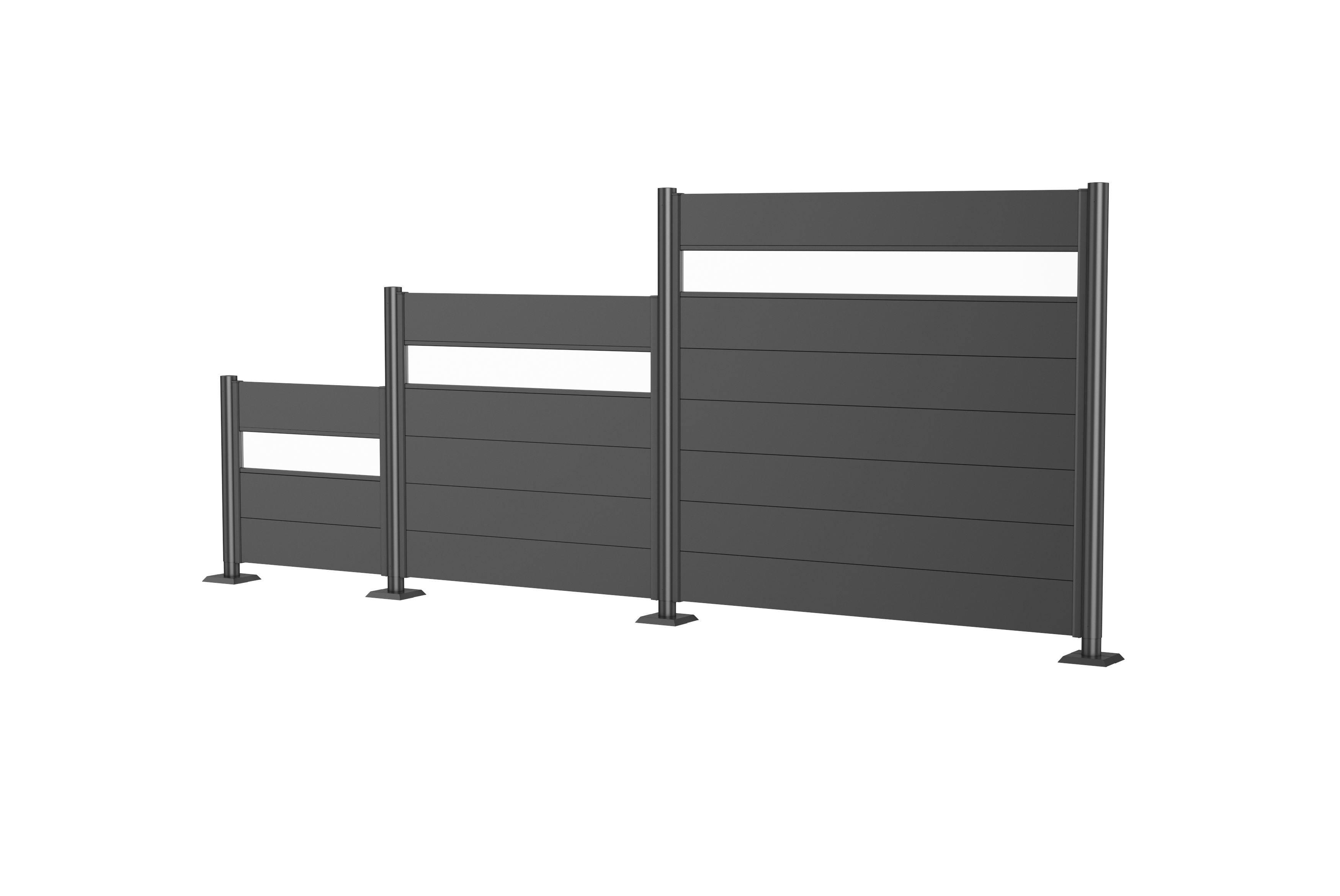 Sichtschutz dunkelgrau Acrylglas Stufe 3er Rendering