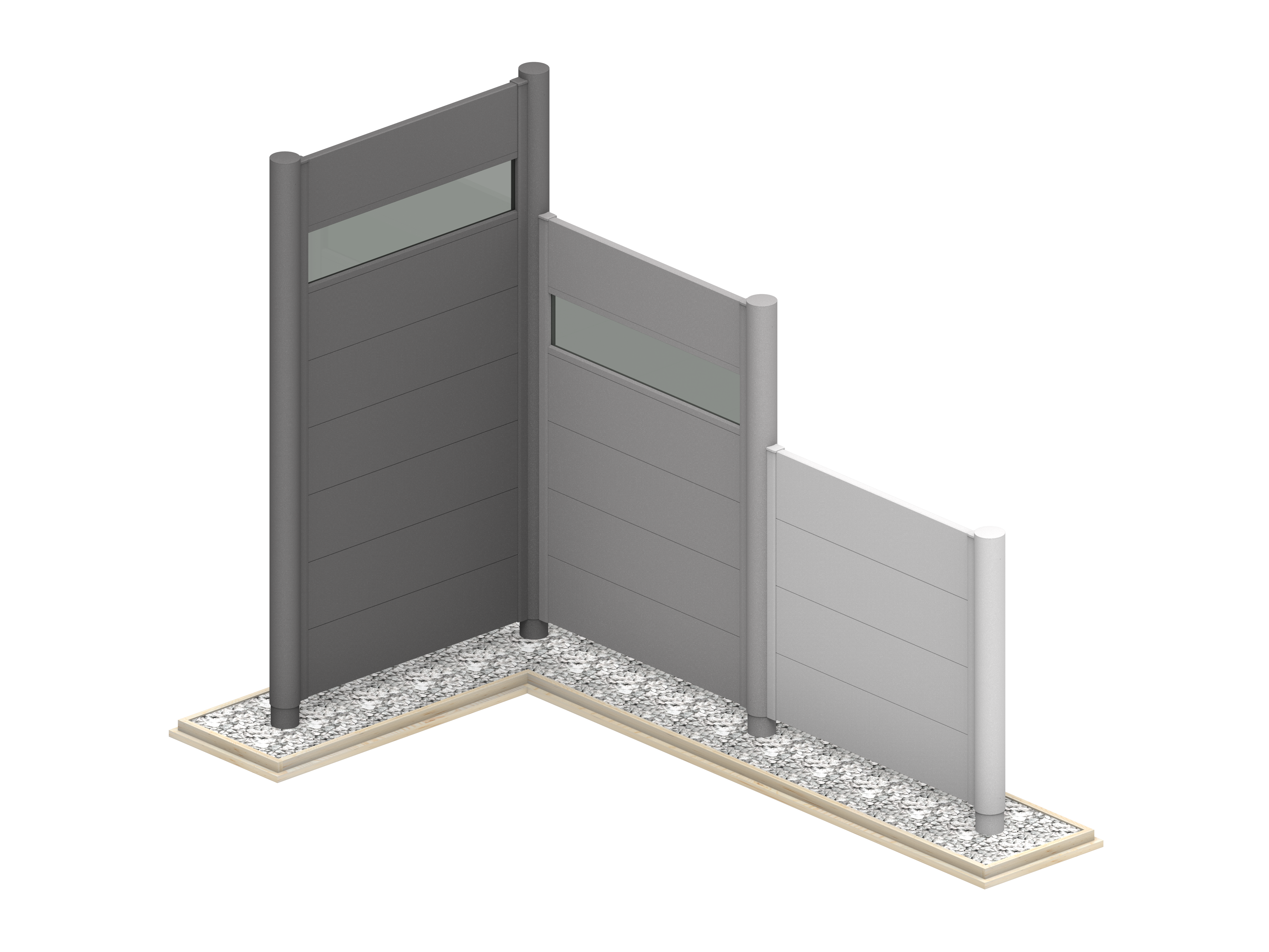Sichtschutz dunkelgrau quarzgrau silber Mustervariante Kies Rendering