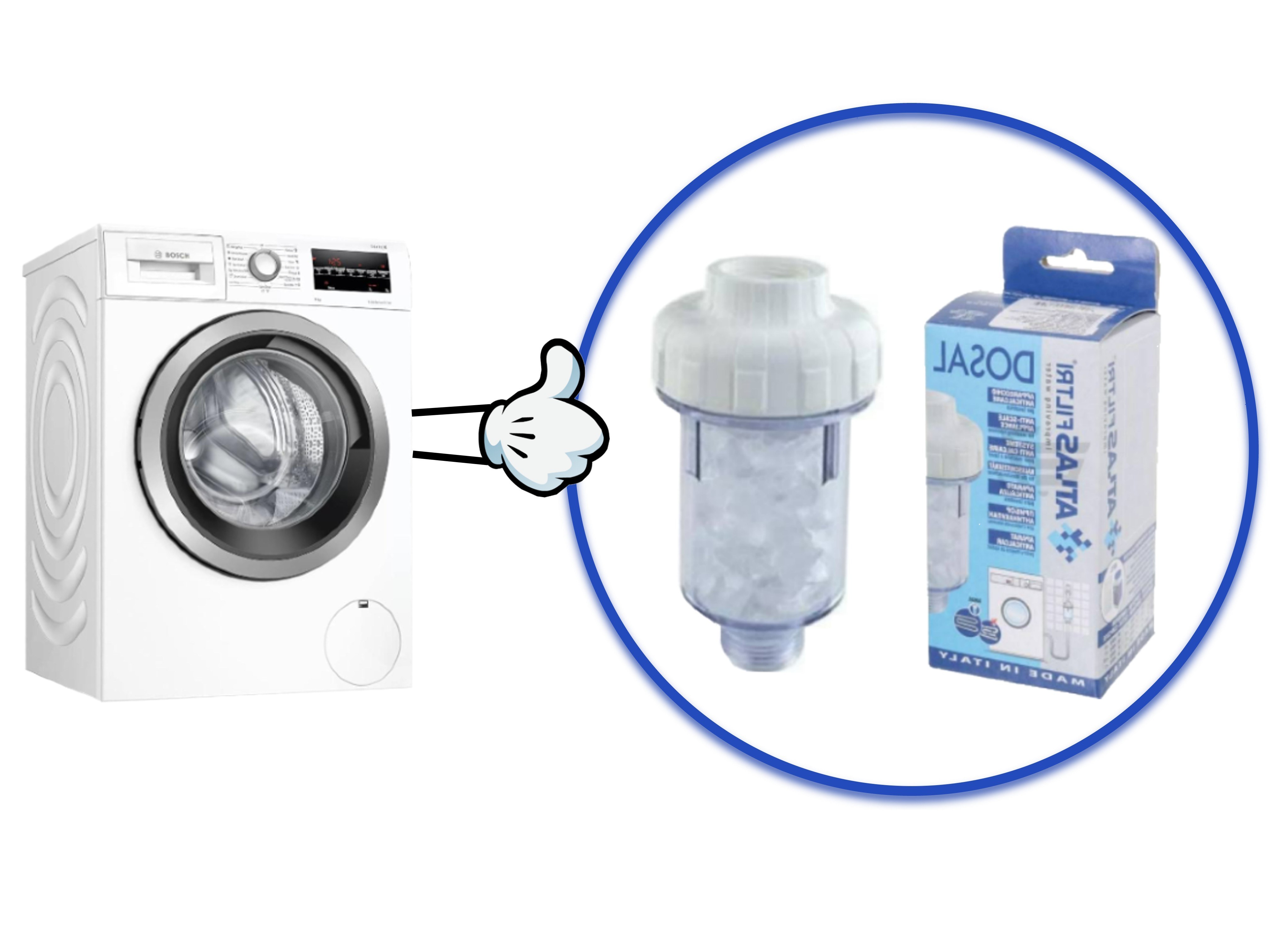Aquaphor filter for DOSAL dishwashers with polyphosphate crystals