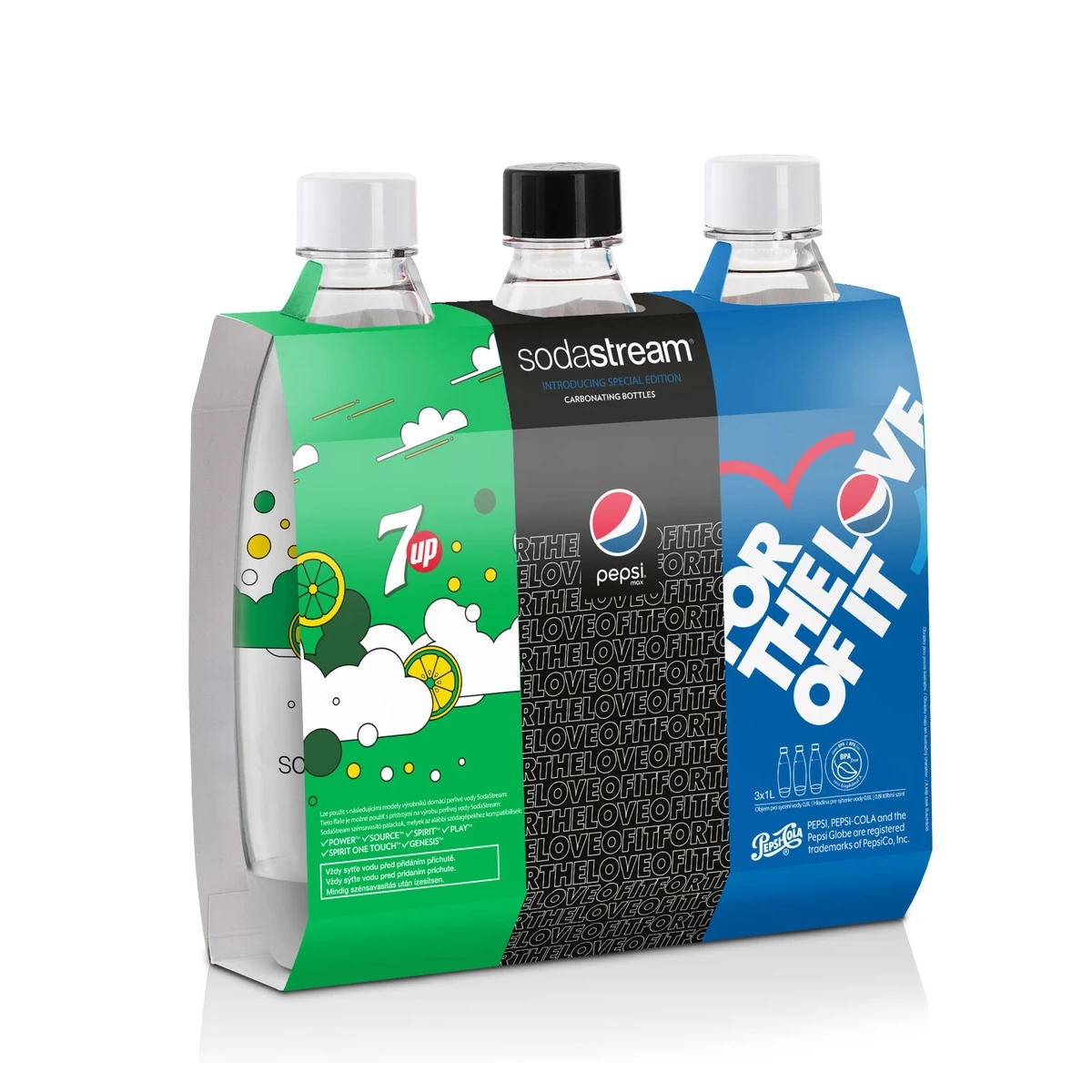 SodaStream plastic bottles (Pepsi/Pepsi Max/7UP), 3pcs